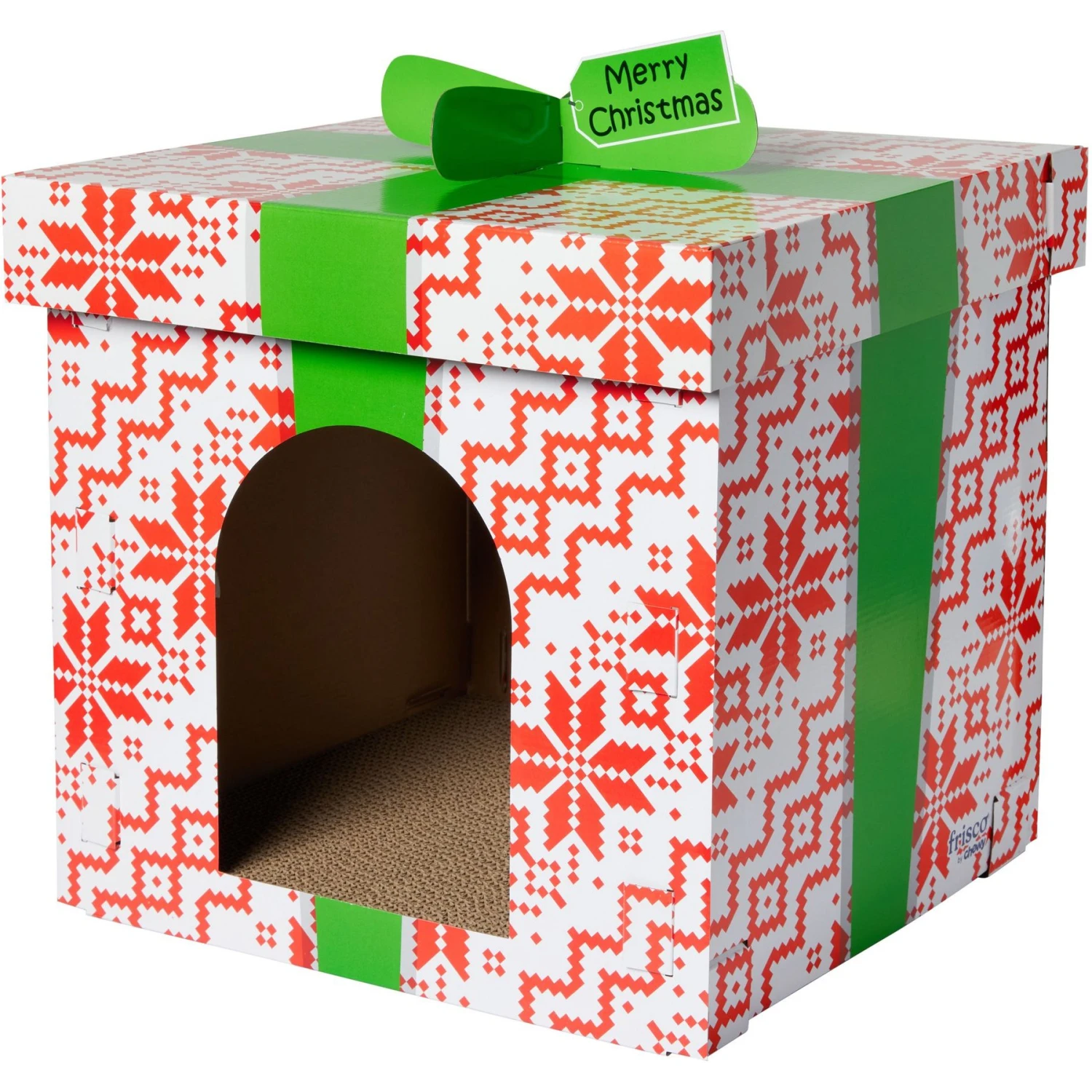 Frisco Holiday Gift Box Cardboard Cat House & Frisco Holiday Santa's Workshop Cardboard Cat House 2 Frisco Holiday Gift Box Cardboard Cat House & Frisco Holiday Santa's Workshop Cardboard Cat House - Image 2