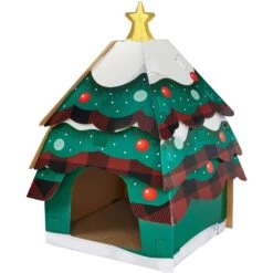 Frisco Holiday Log Cabin Cardboard Cat House & Frisco Holiday Christmas Tree Cardboard Cat House -Pet Cat Shop 986238 PT5. AC SS1800 V1698257734